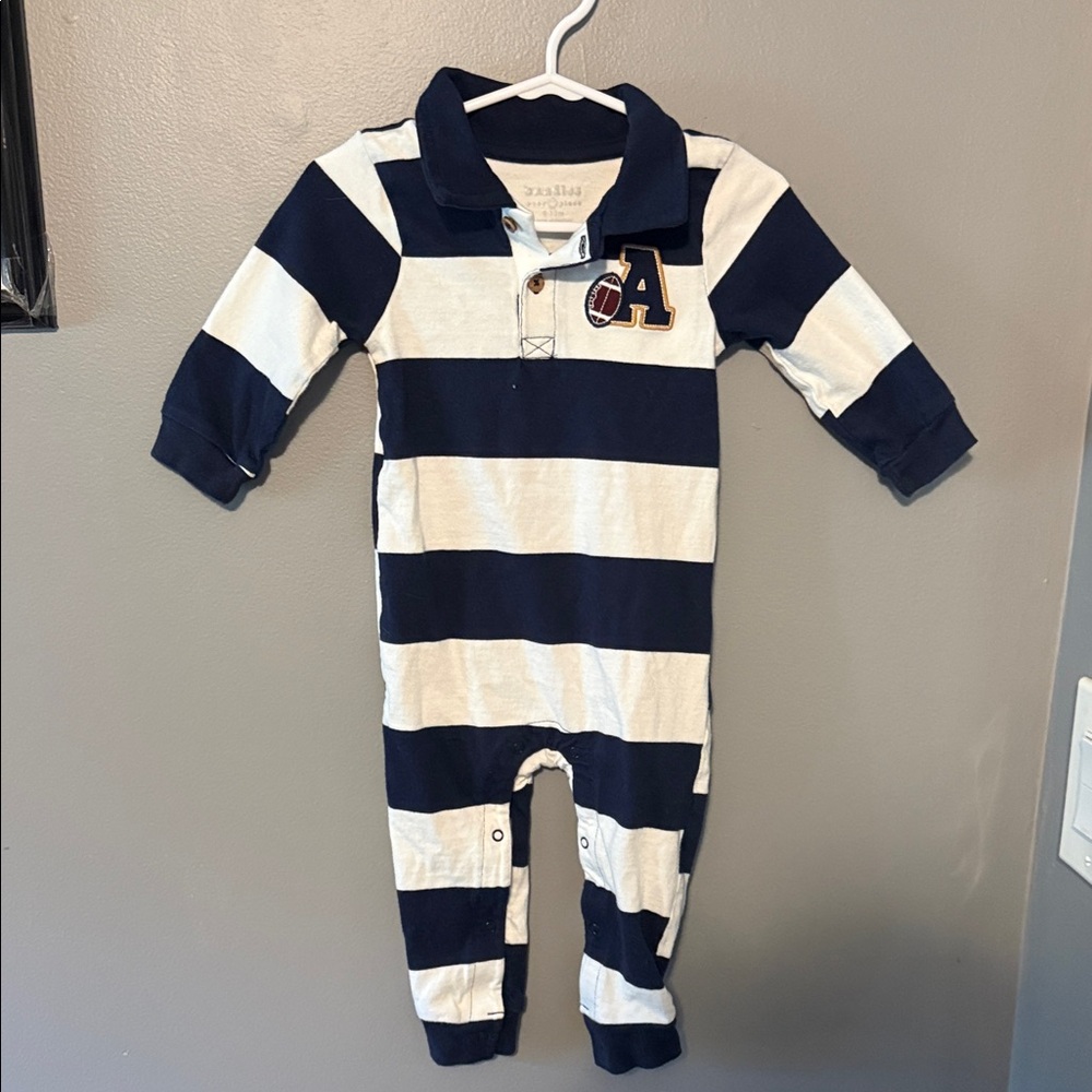 Abrand Navy and Cream Striped Kids Footie